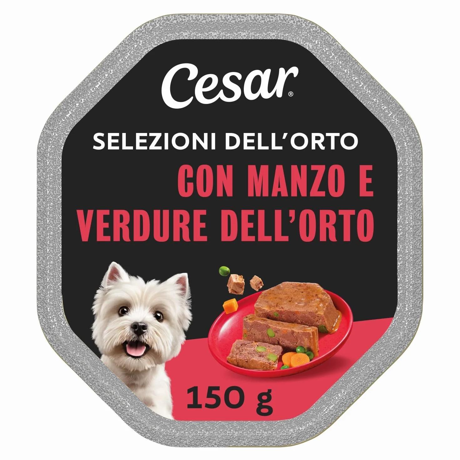 Cesar Selezioni dell'Orto Cibo per Cane con Manzo e Verdure 150 g 14 Vaschette