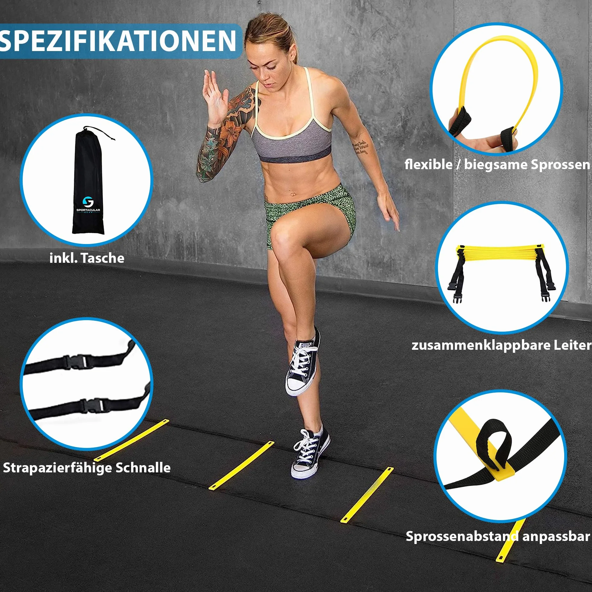 Scala di coordinazione 4m con borsa I Agility Training, Calcio, Basket, Fitness