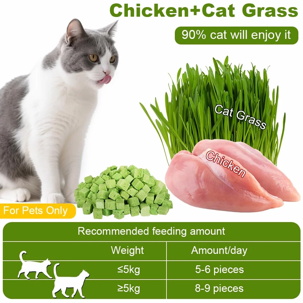 OSDUE 100g Erba Gatta Liofilizzato, Bastoncini da Masticare Gatti, Snack Liofilizzato per Pulizia dei Denti con Pollo, Erba Gatta, Snack Gatto Dentali Gatti per la Rimozione delle Palle di Pelo