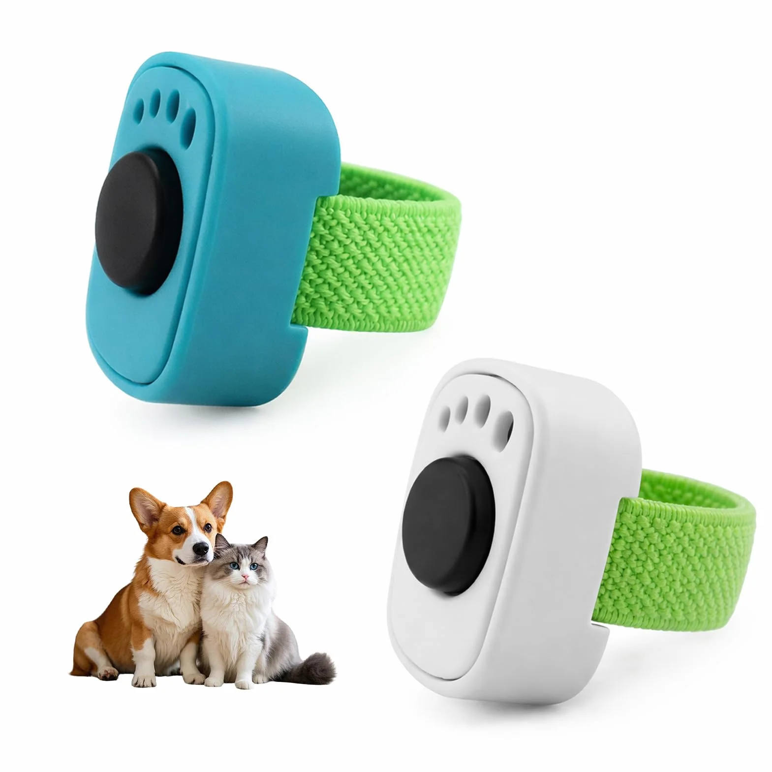 Dongcill Set da 2 Clicker per Cani,Mini Clicker per L'addestramento degli Animali Domestici,con Anello per Dita,Accessorio per Addestramento,per Cane,Gatto,Cavallo (Bianco)