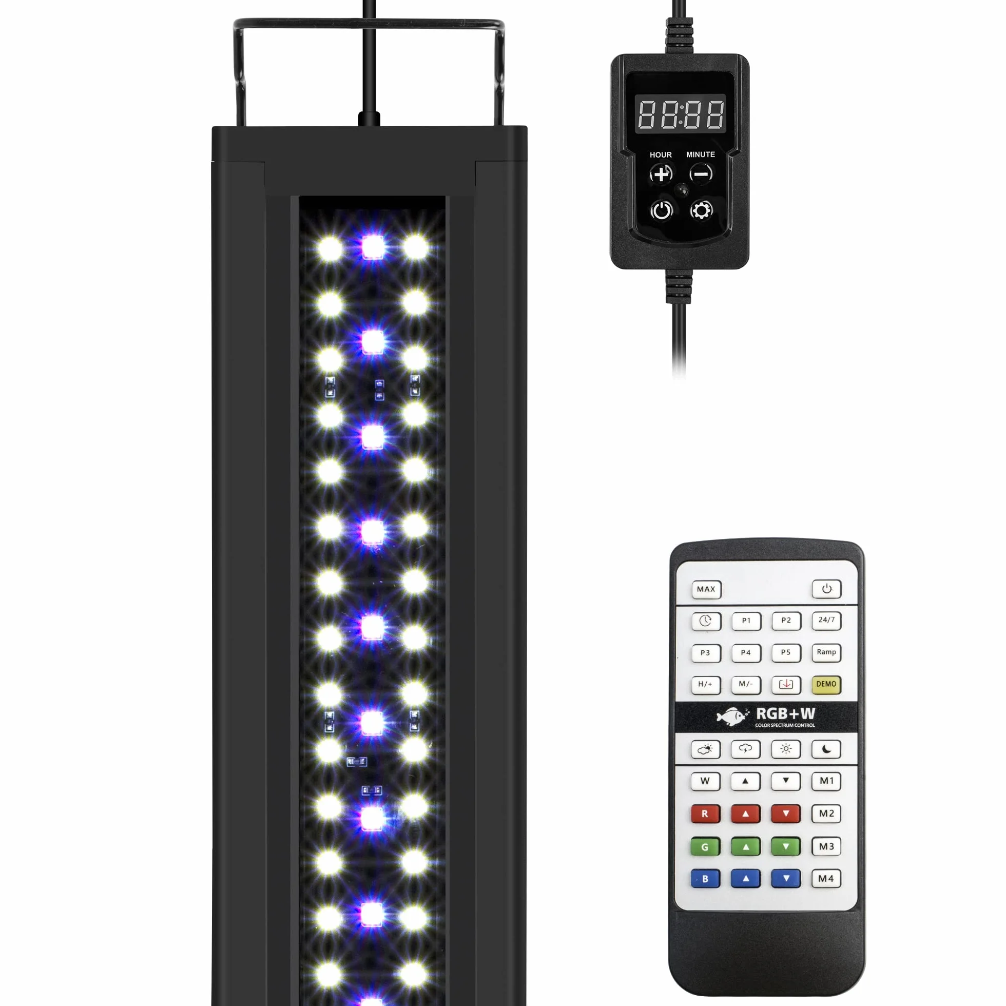 NICREW RGB+W 24/7 LED Luce Acquario a Spettro Completo 30-42 cm 12 W 600 LM con Telecomando e Timer