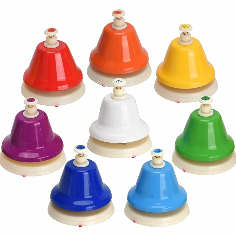 Set di campanelli da tavolo da 8 pezzi, campanello in metallo, campanelli, strumenti musicali Campana melodica, campana nascosta, campanelli colorati per campanello per animali domestici, cam