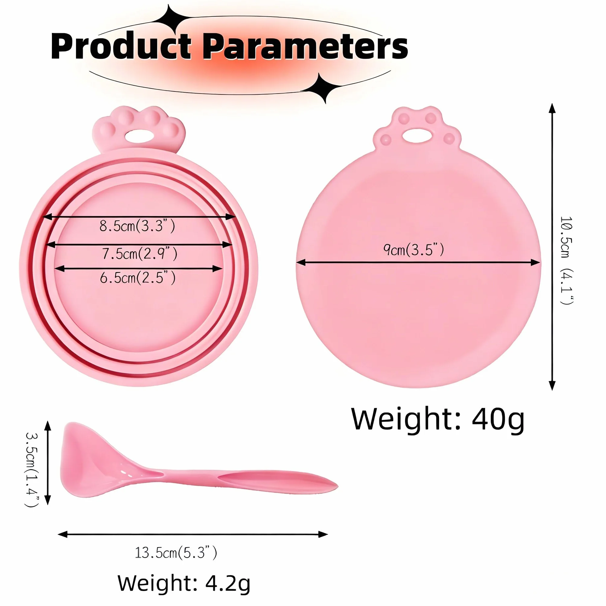 Coperchi universali in silicone per lattine alimentari, adatti per conservare cibo per cani e gatti, coperchi ermetici, in silicone per uso alimentare, adatti a 3 dimensioni standard, rosa