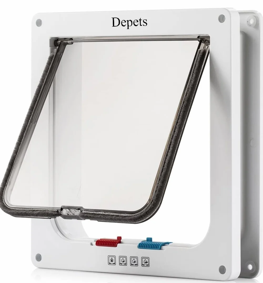 Depets Porta per gatti di grandi dimensioni (esterno 25 x 234 cm) chiusura a 4 vie per interni ed esterni resiste alle intemperie per animali con circonferenza <584 cm per finestre e pareti