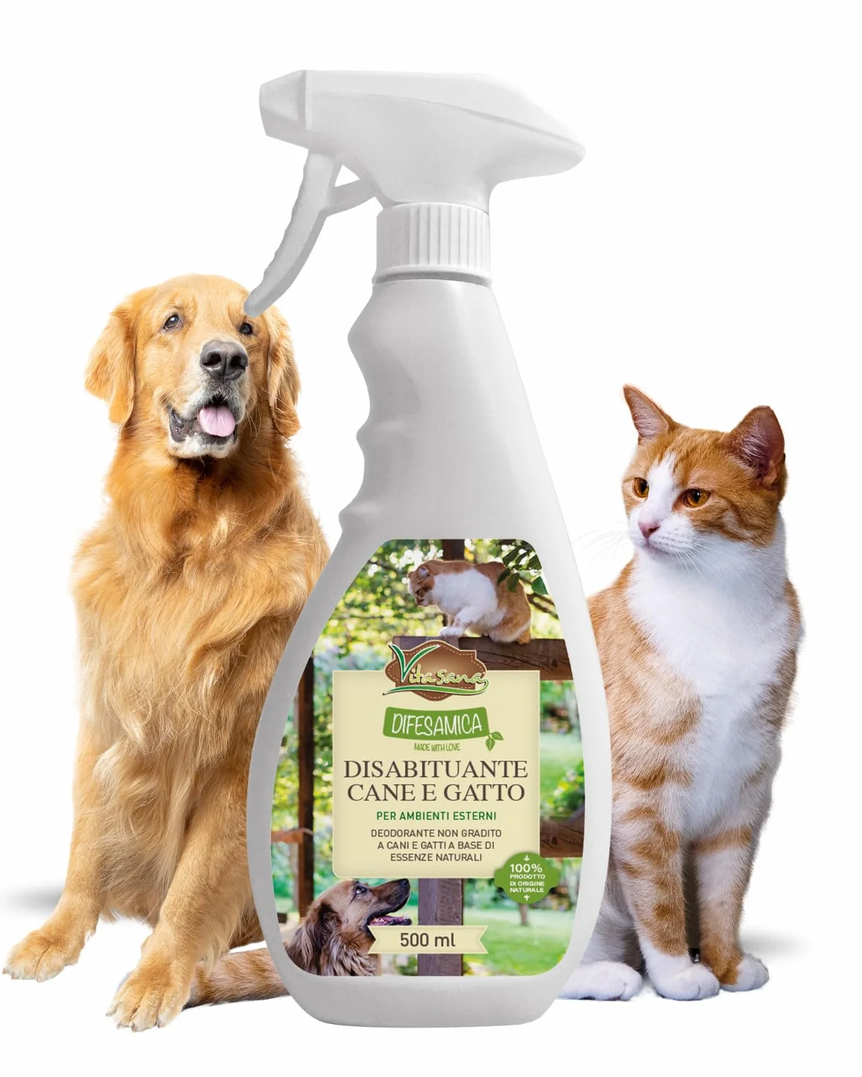 DifesAmica Spray Disabituante Naturale Cani e Gatti 500ml – Anti Pipì e Anti Morso Interno ed Esterno | Effetto Barriera con Oli Essenziali Microincapsulati | Sicuro, Non Tossico, Naturale