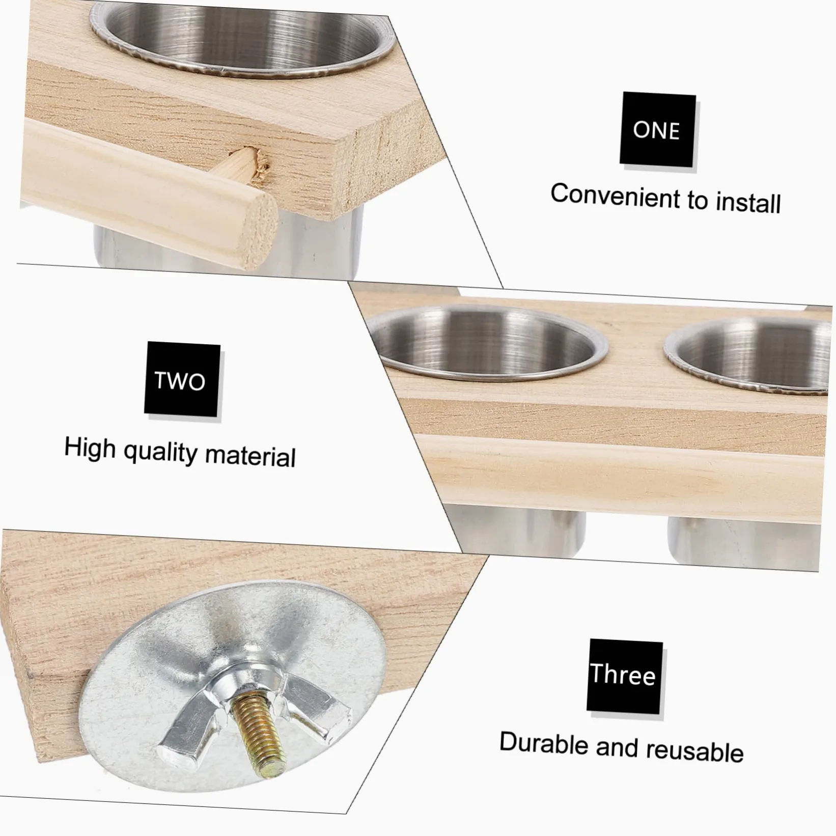 Angoily 2sets Mangiatoia Per Uccelli Con Doppia Ciotola Inossidabile Alimentatore Per Pappagalli Pappagallini e Altri Uccelli Facile Da Riempire e Pulire Design Creativo e Pratico Colore