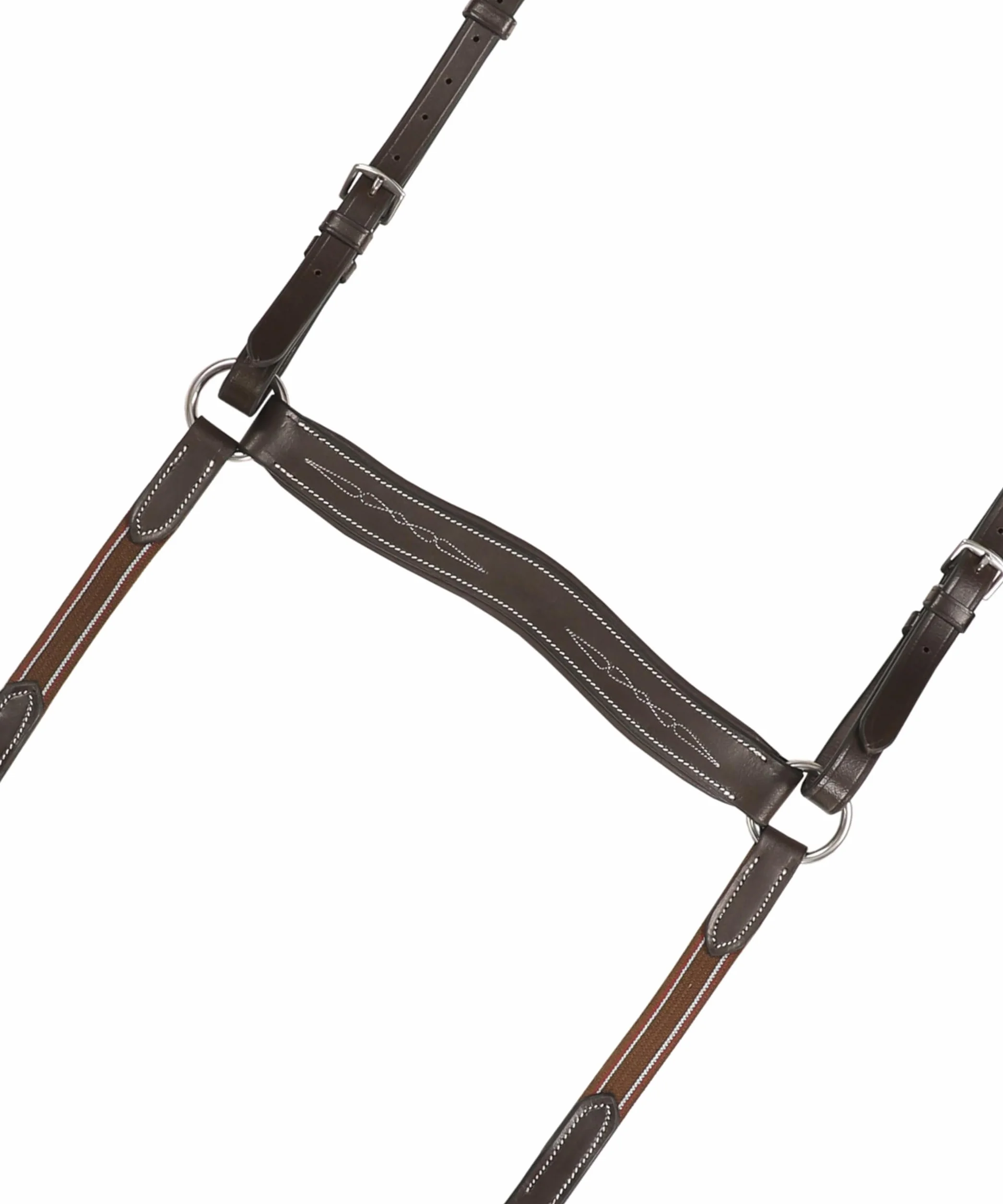 Exion - Pettorale inglese per cavalli, con cuciture morbide foderate, forma anatomica con attacco per corsa, collare inglese in pelle di alta qualità per cavalli