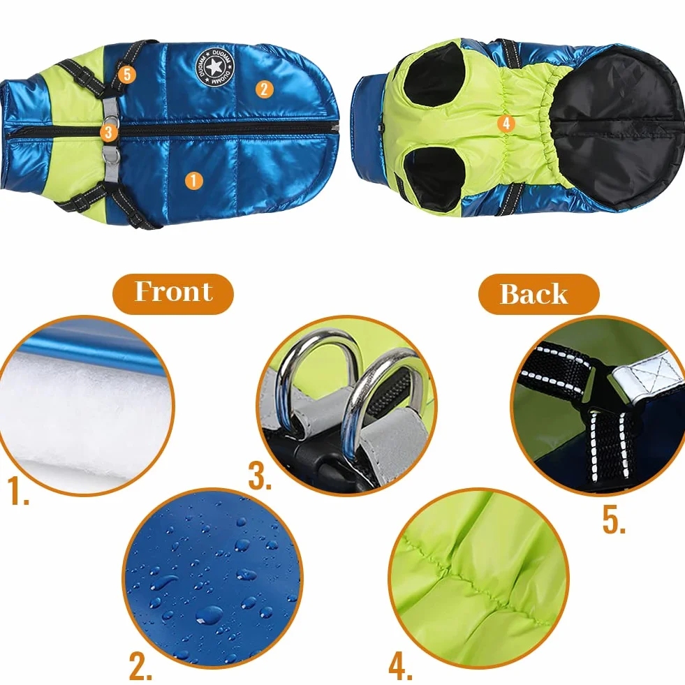 Cappotto Invernale per Cani, RosyFate Vestiti per Cani Piccoli, Giacca Cane Impermeabile, Gilet per Cani, Vestiti Caldi perr Animali Domestici, Antivento per Esterno (M)