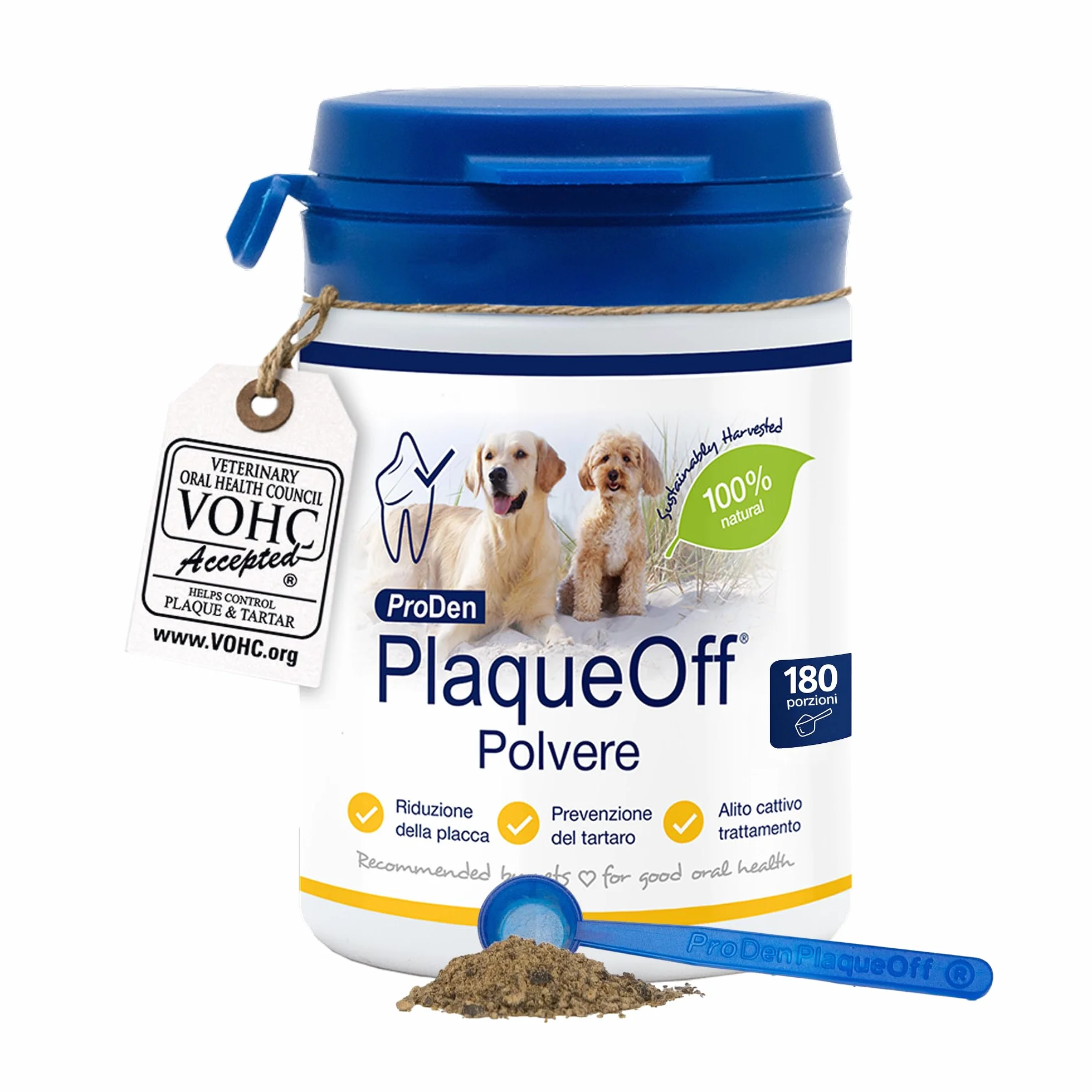 ProDen PlaqueOff 60g per Cani e Gatti – Aiuta a Ridurre Placca, Tartaro e Alito Cattivo – Pulizia Dentale 100% Naturale – Clinicamente Testato
