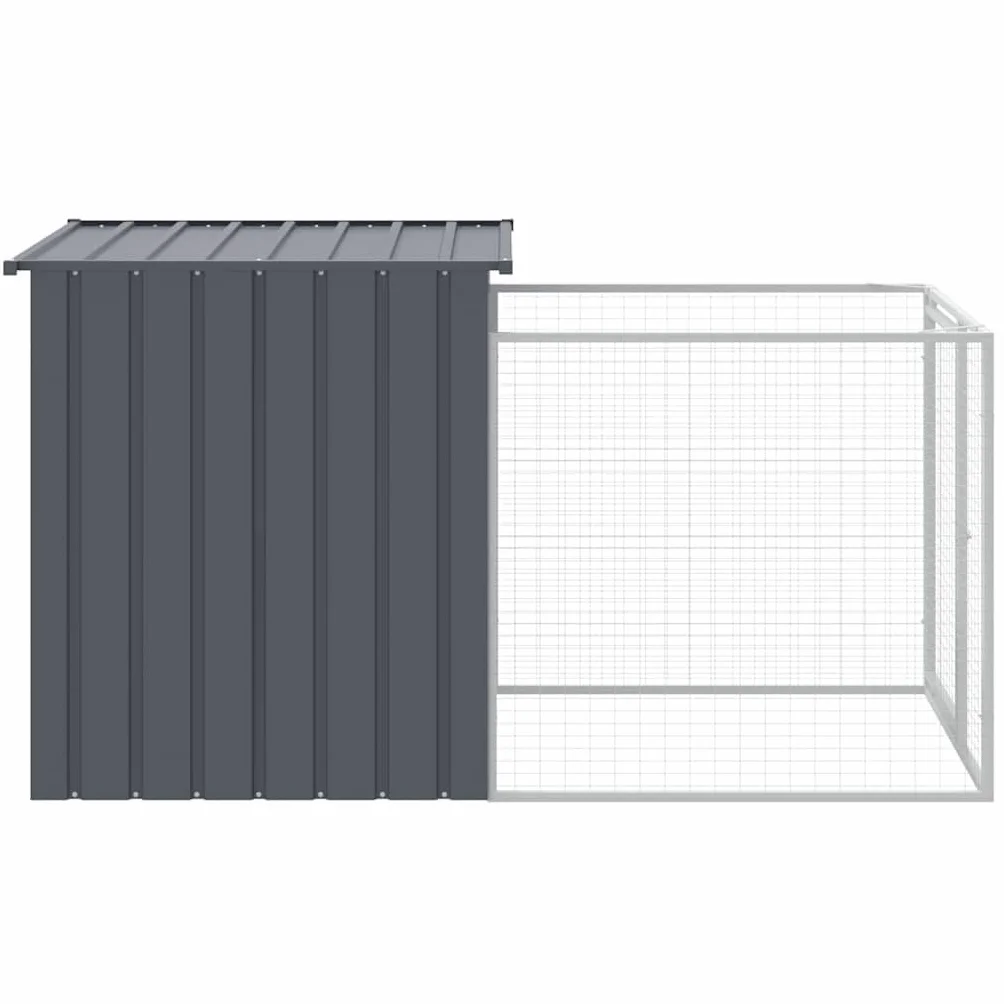 Gabbia per Cani, Box per Cani da Esterno, Box per Cani, Recinto per Cani, Gabbia Cani con Corsa Antracite 110x201x110cm Acciaio Zincato