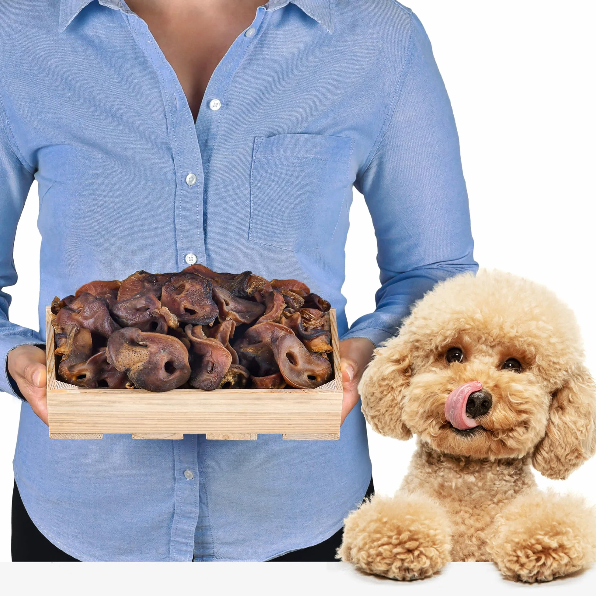 Naso di maiale prodotto naturale per cani, snack sani per la cura dei denti, fonte di proteine, ideale per dieta e lavoro a lungo termine (500 g (confezione da 1)