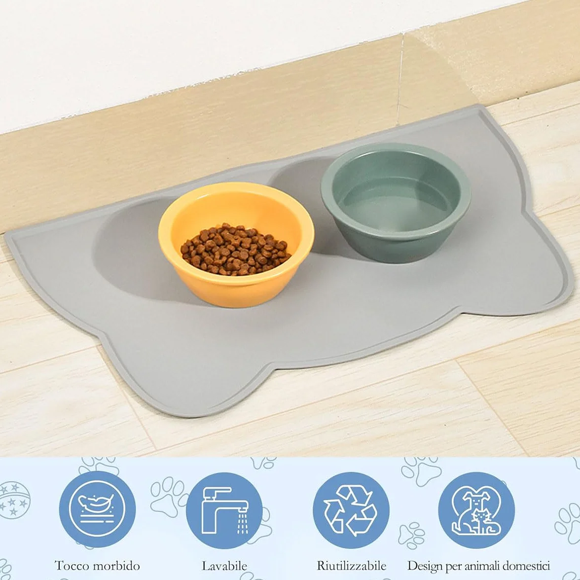Tappetino Ciotola Cane Gatto,Tappetino per ciotole gatto,Tappetino Ciotola per Cani e Gatti in Silicone,Tappetino Ciotola Cani e Gatti,Antiscivolo Silicone Tappetini Cibo Tappetino Sottociotola