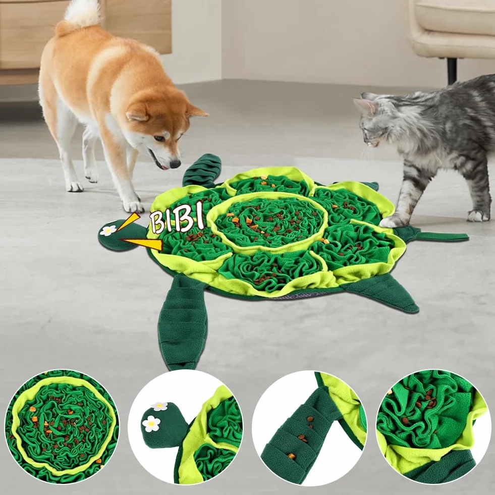 OSDUE Tappeto Olfattivo Cane, 50 cm Foraggiamento Tappeto per Cani Addestramento Foraggiamento di Animali Lavabile Antiscivolo Tappetino Puzzle di Snuffle Giocattolo per Cani Attivazione Mentale Cane