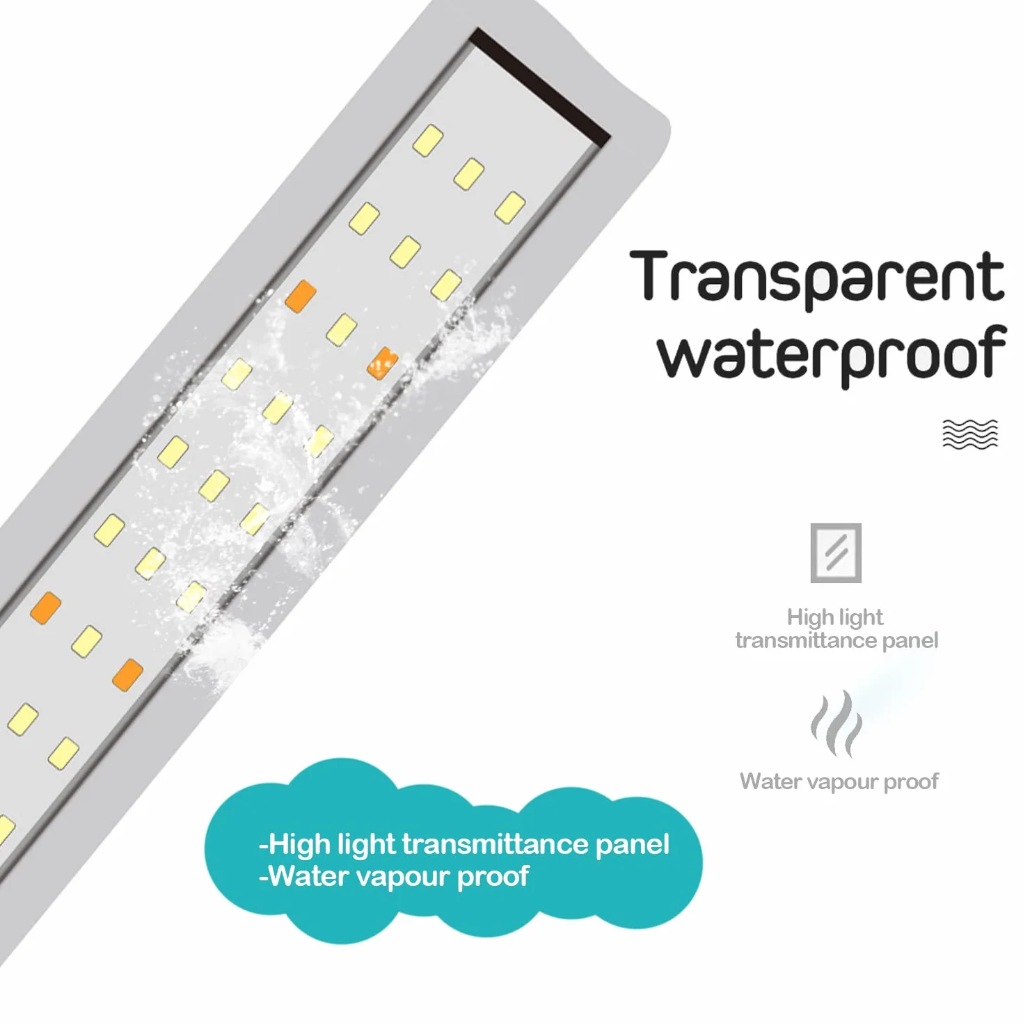 BPS Aquarium LED Light 15W Lampada per acquario 4000K impermeabile con staffa estensibile