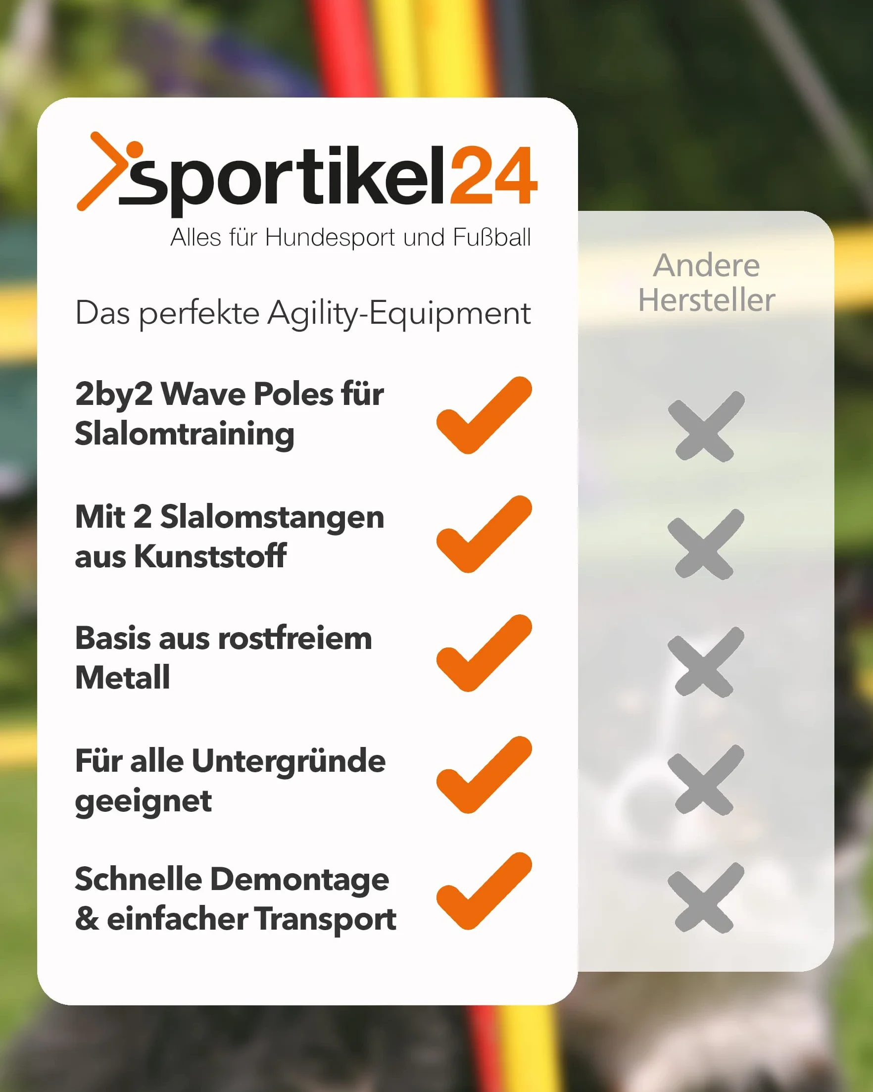 2by2 Weave Poles - Giallo - Set di 2 aste per slalom Agility con base in metallo - per allenamento e costruzione di parcours-espandibili e mobili