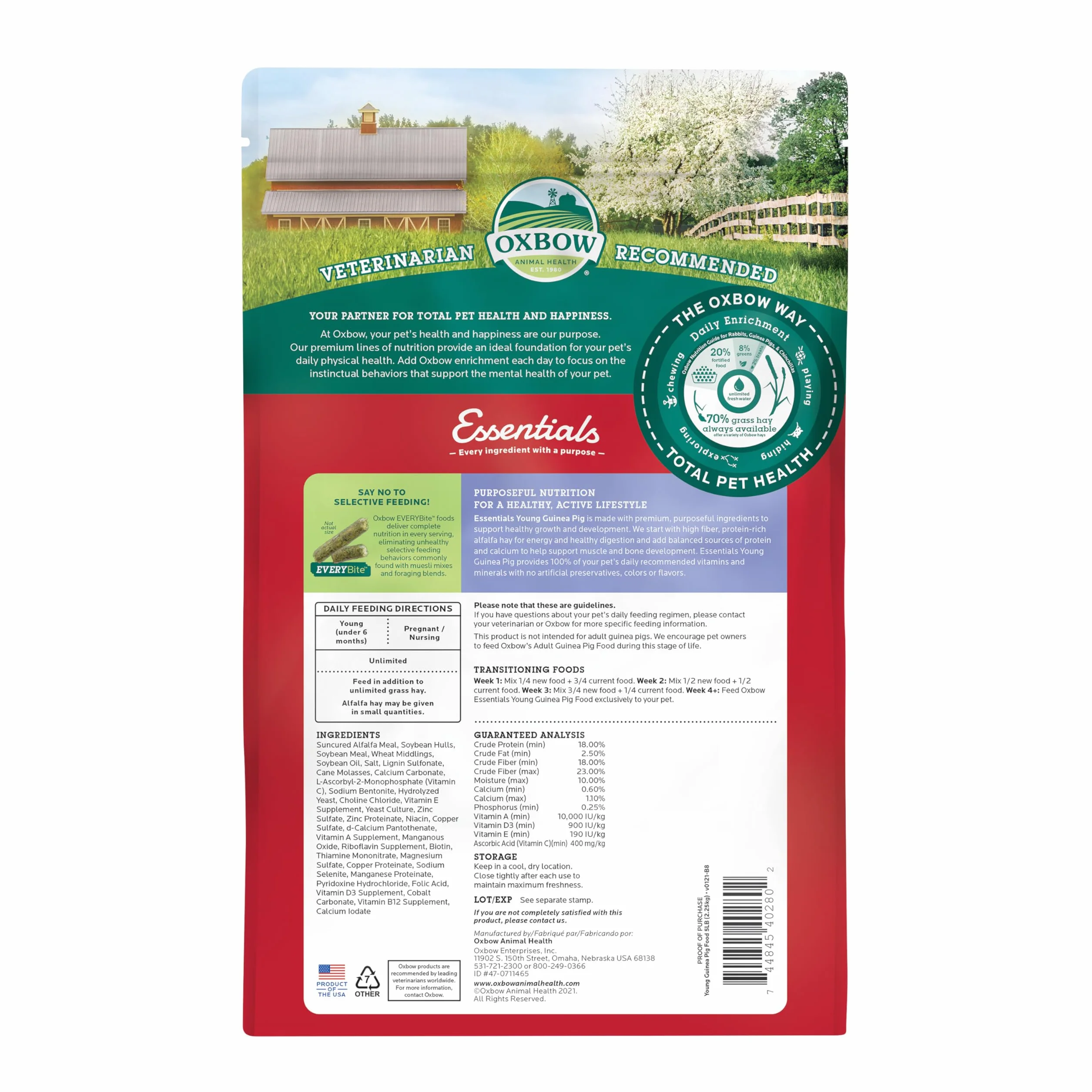 Oxbow Mangime per cavia giovane 2250 gr
