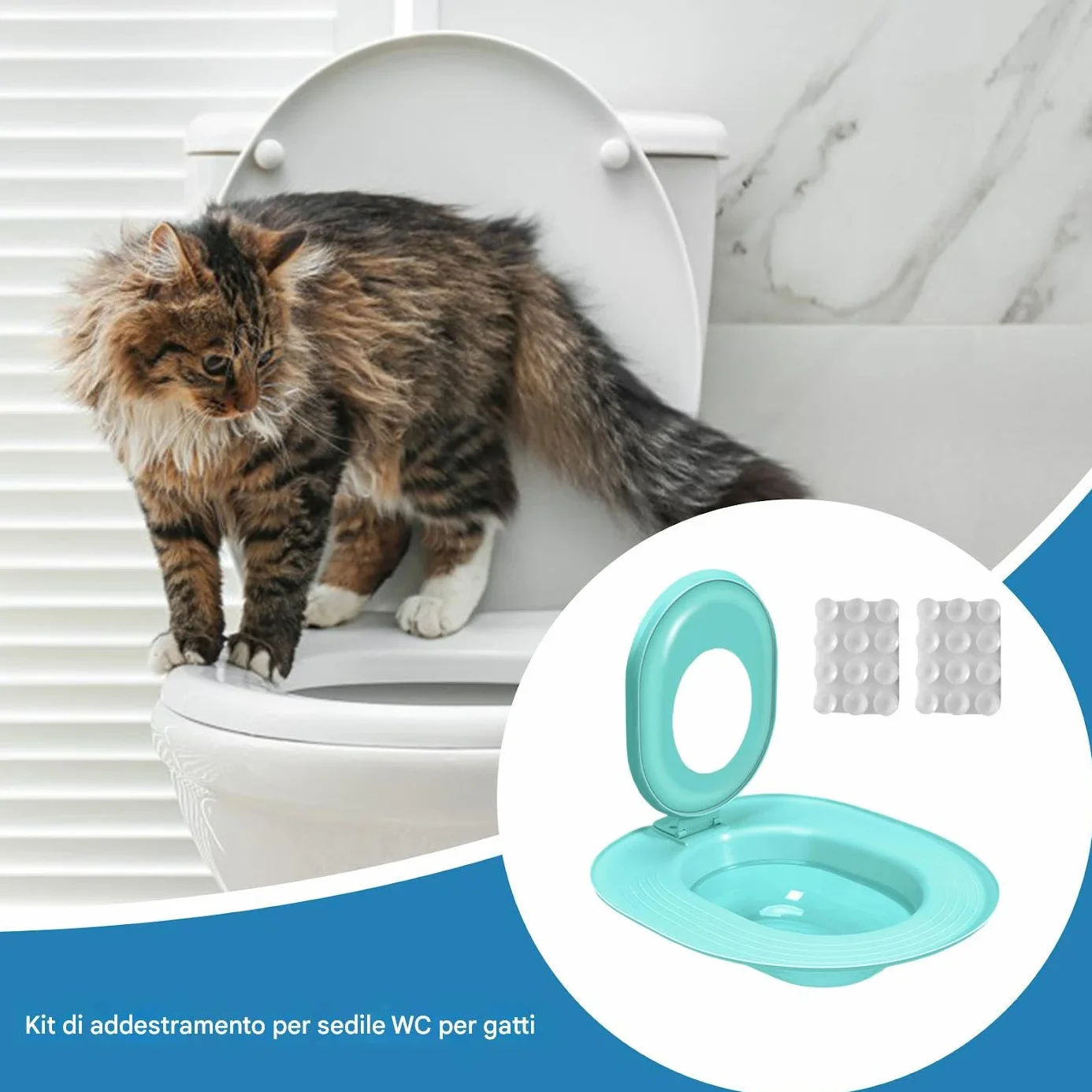 Modern Cat Toilet Kit, Reusable Potty Training Seat, Non Stick Trainer with Leakproof and Sturdy Design for Bathroom Apartment or House Use, 15.35x14.37 Inches