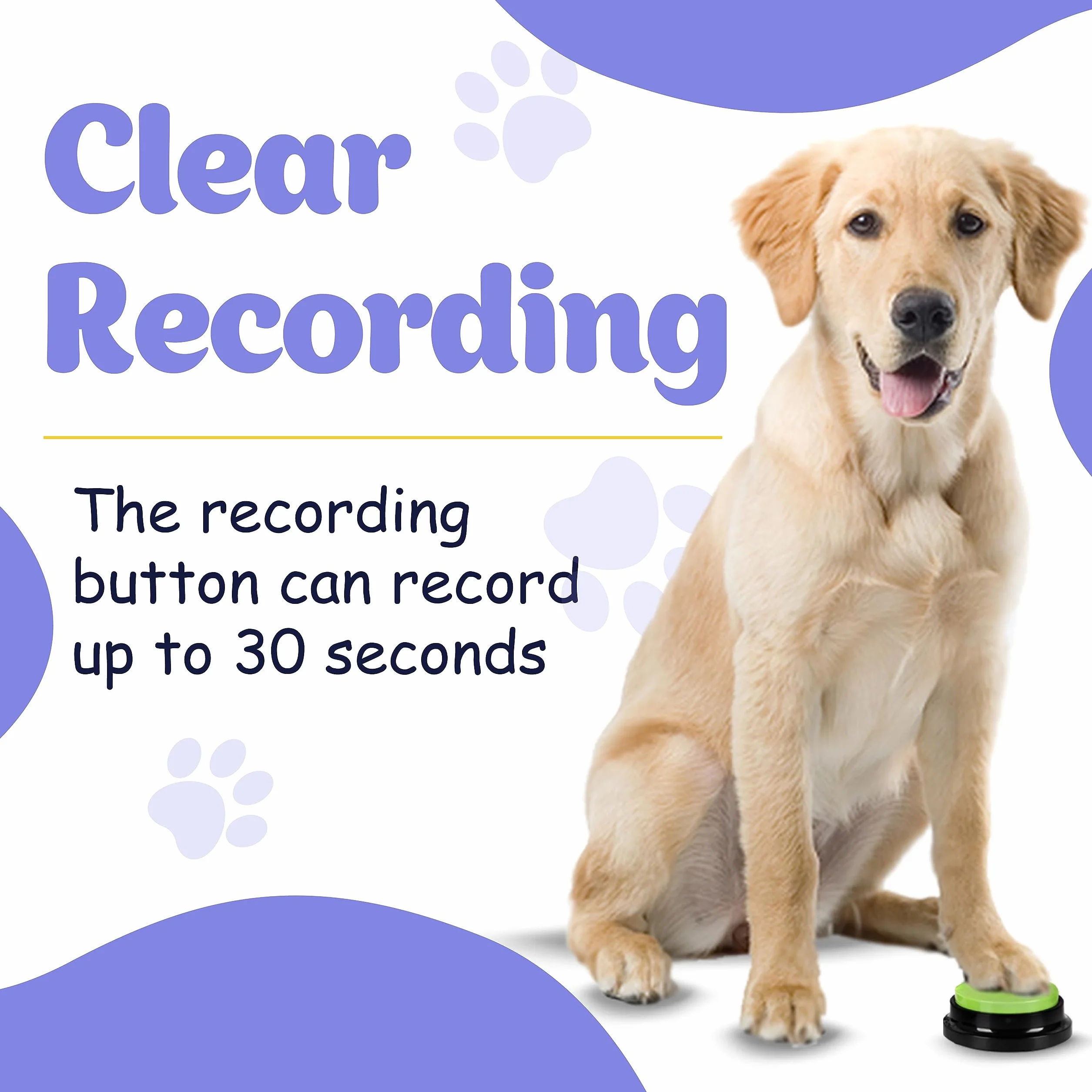 SUHSAI cicalini registrabili per Animali Domestici Buzzer per Cane con Funzione di Registrazione di 30secondi Strumento di Comunicazione per Animali Pulsante per Cani e Gatti-Confezione da 4