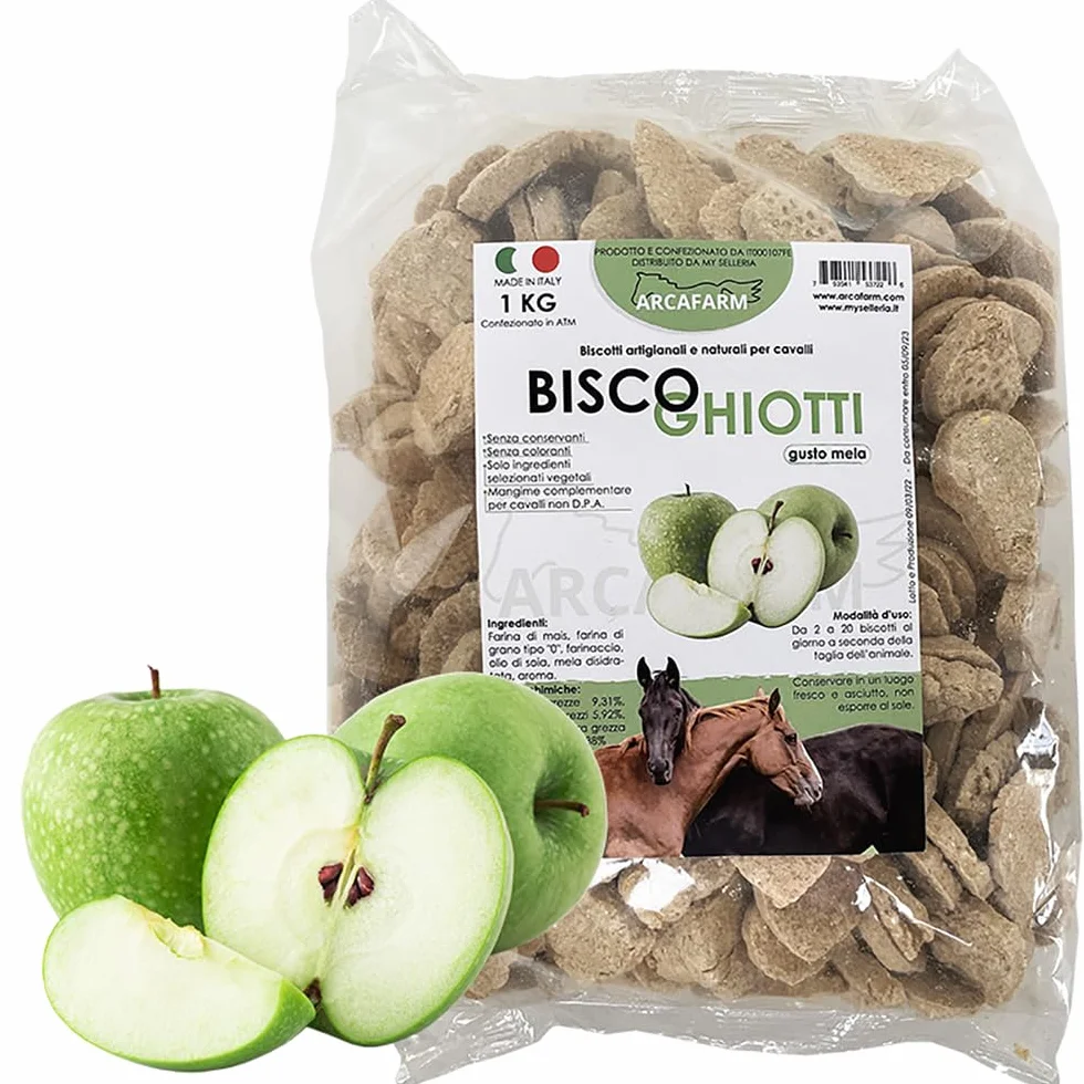 BISCOGHIOTTI Biscotti Artigianali Alla Mela per Cavalli 1 KG Made in Italy