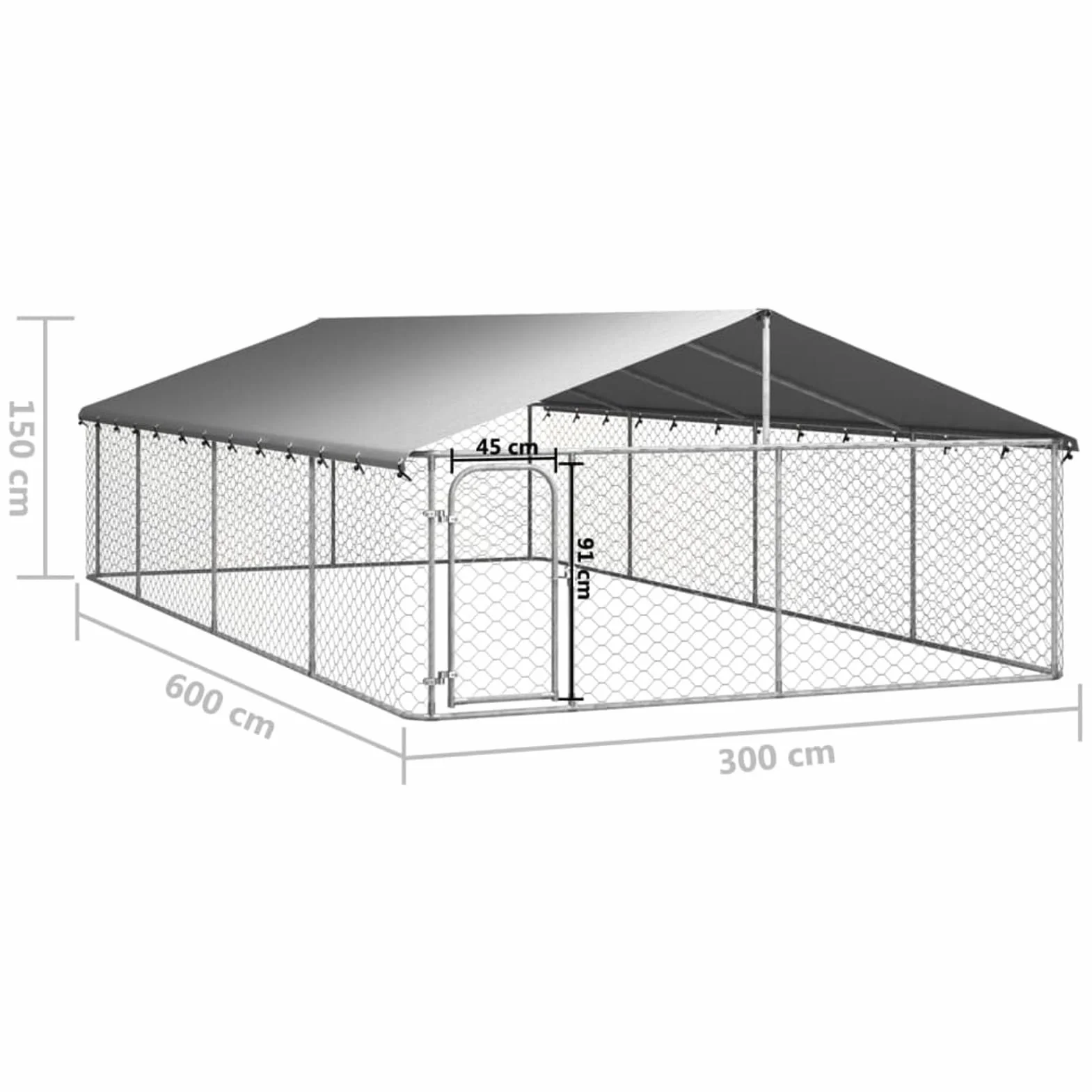 Canile da Esterno Box per Cani da Esterno Gabbia per Cani Recinto per Cani da Esterno con Tetto 600x300x150 cm