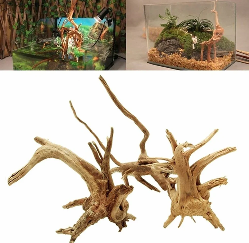 1Pc Decorazione per Acquario, Rami di Legno Naturale Driftwood, Tronco di Albero in Legno per Tartarughe, Decorazione per Serbatoio di Pesci, Tronco di Pianta Ornamentale per Paesaggistica, 8-10cm