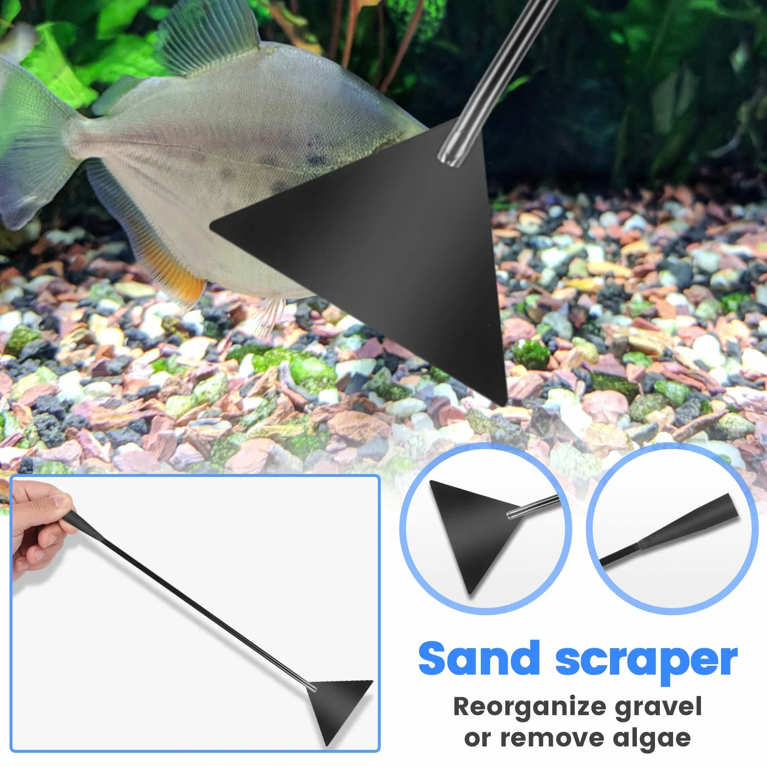 Ulikey Strumenti per Acquario, 7 in 1 Acciaio Inossidabile Acquario Dtrumento, Acquario Dtrumento di Pulizia, Pinzette Scissor Spatola Attrezzo del Acquari E Pesci Starter Kit